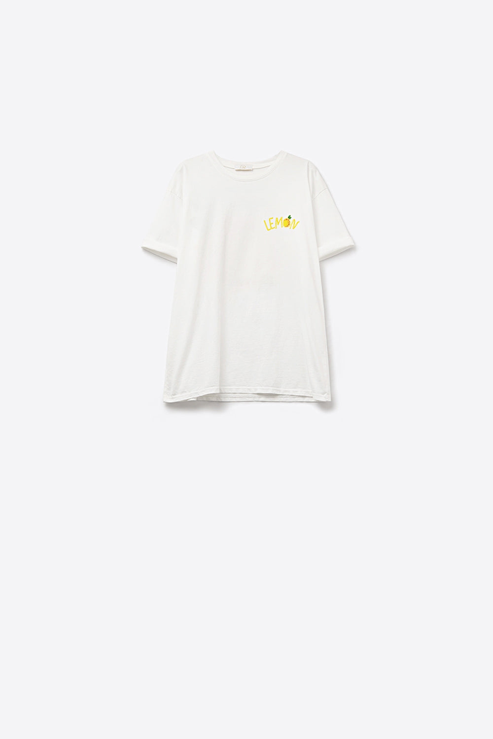 Q2 Feita na Itália camiseta branca com estampa de limão