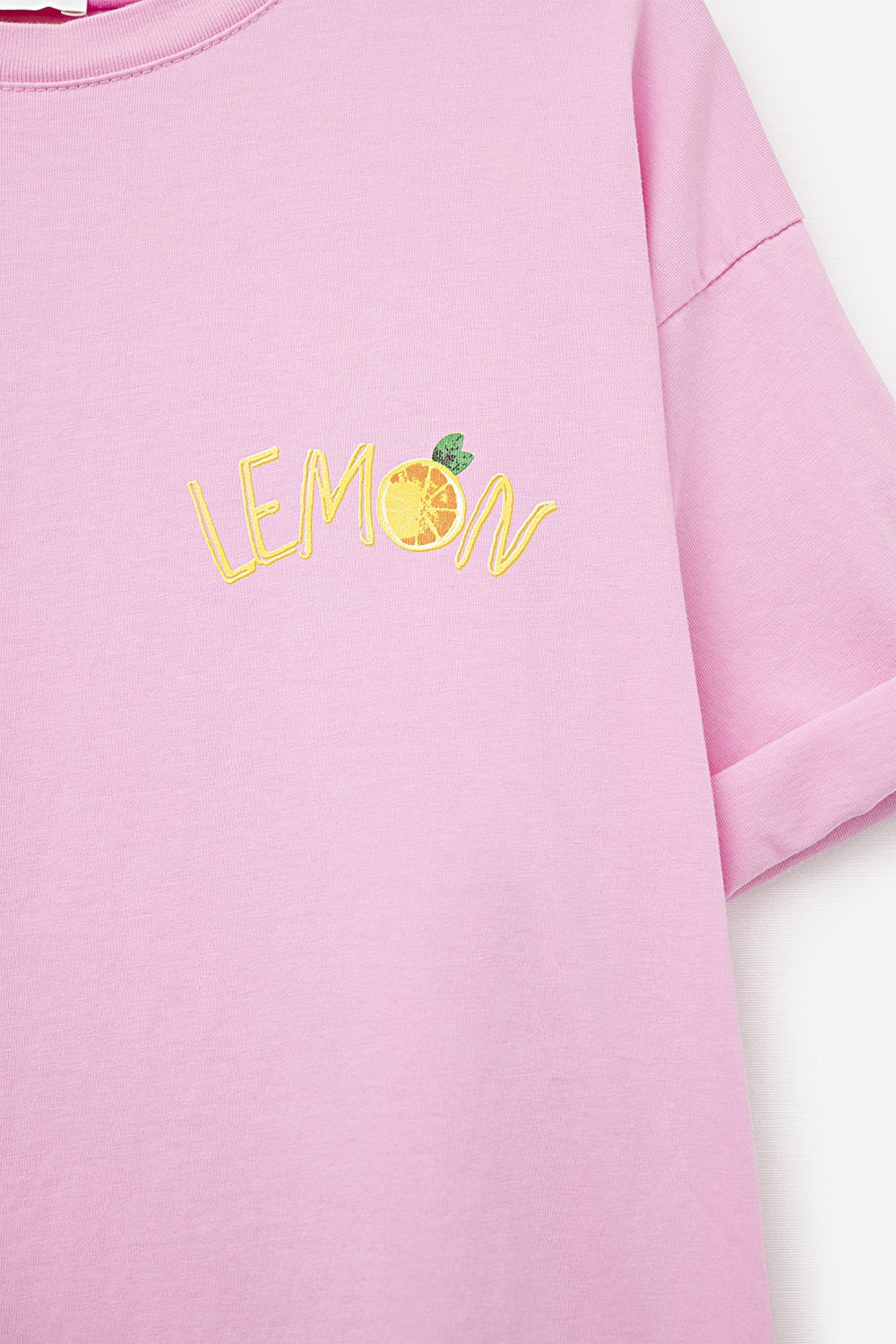 Feita na Itália camiseta rosa com estampa de limão
