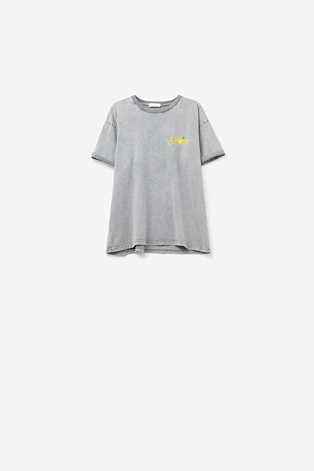 Q2 Feito na Itália camiseta cinza desbotada com gráfico de limão