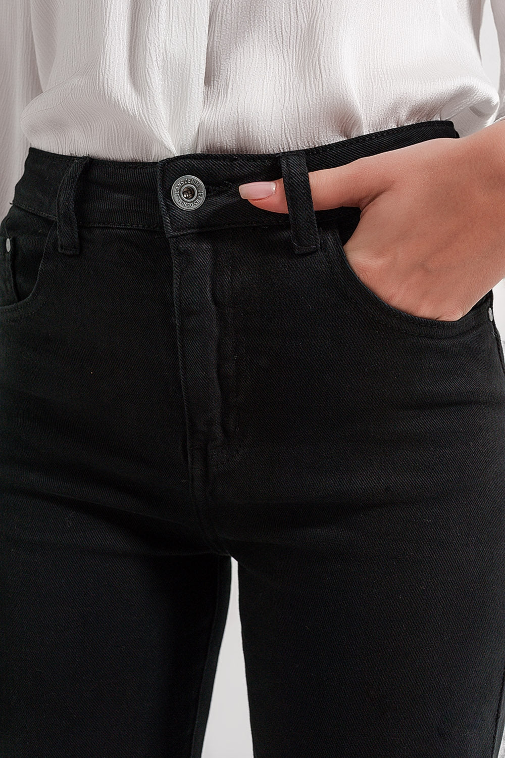 Calça jeans flare preta
