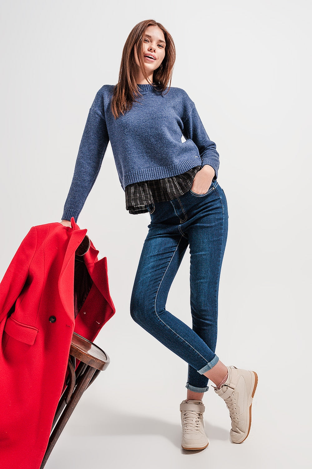 Jeans skinny fit de cintura alta em azul escuro