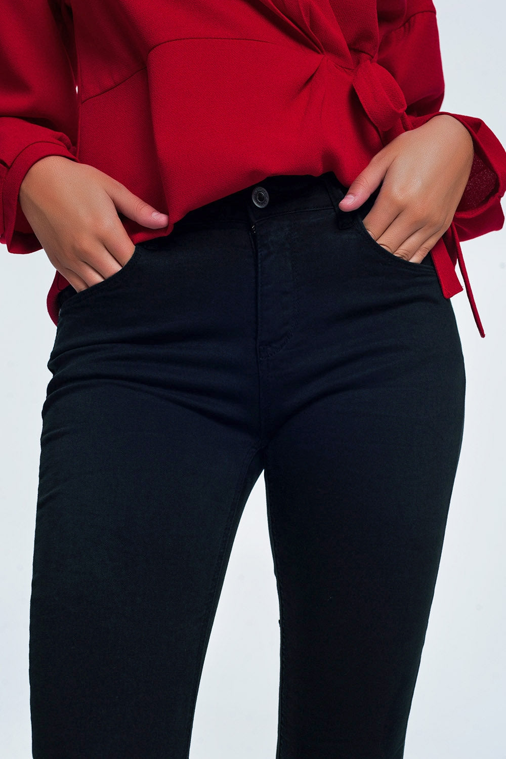 Calça jeans skinny de cintura alta preta