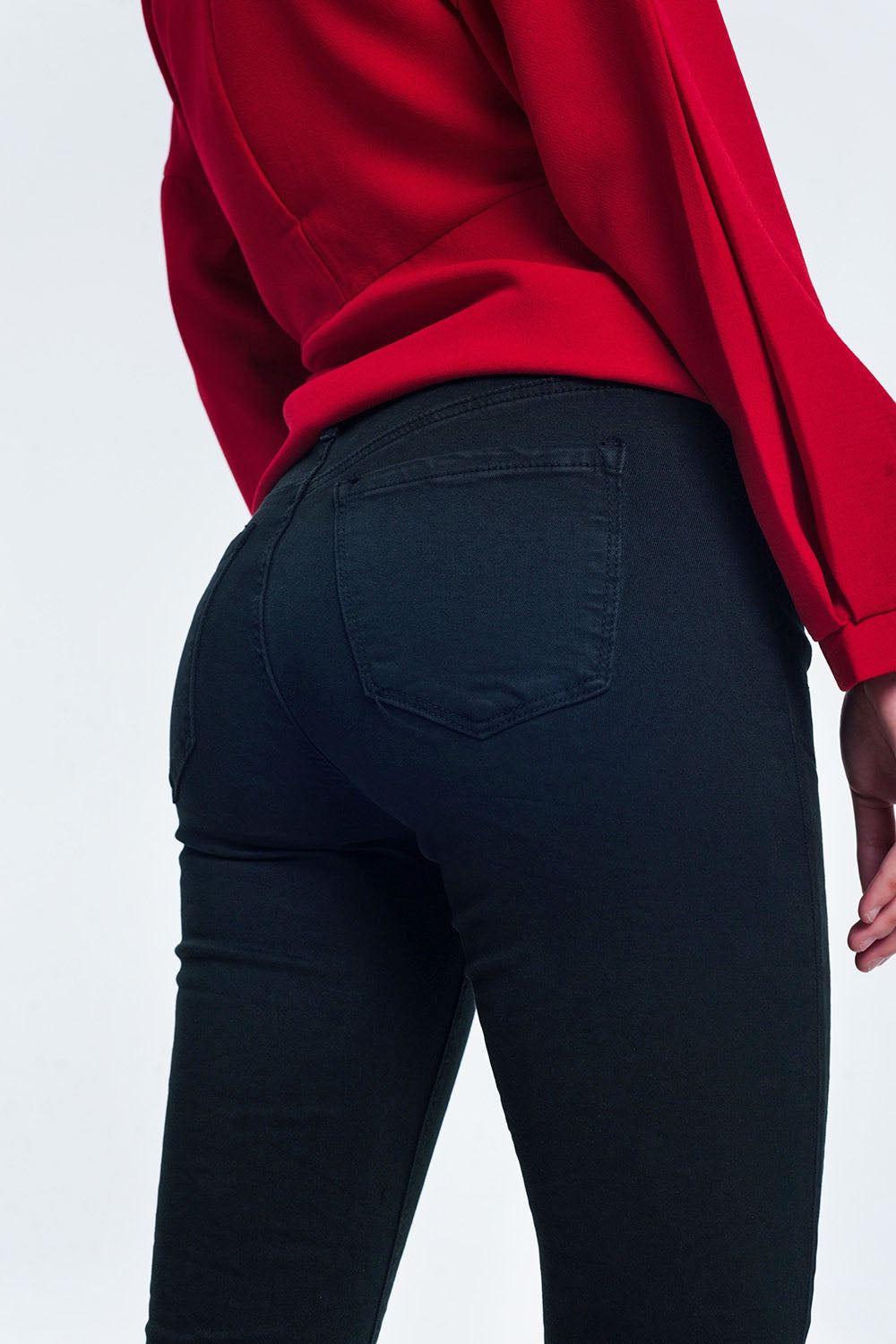 Calça jeans skinny de cintura alta preta