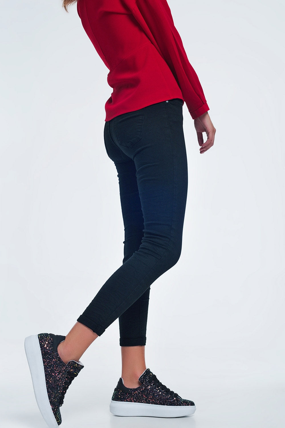 Calça jeans skinny de cintura alta preta
