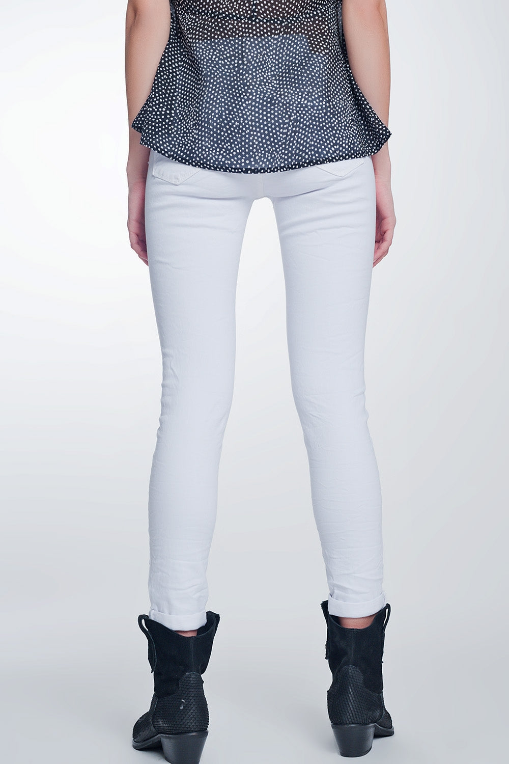 Calça super skinny de cintura alta na cor branca