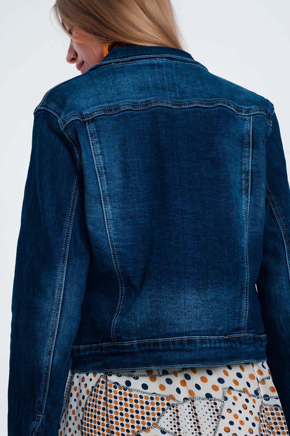 jaqueta demin skinny lavagem média
