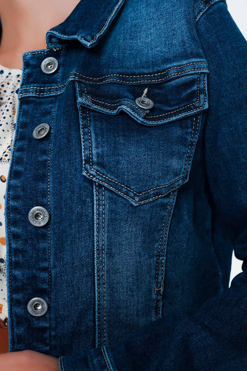 jaqueta demin skinny lavagem média