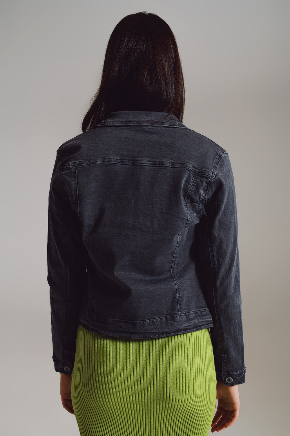Jaqueta jeans Tailored em cinza pedra