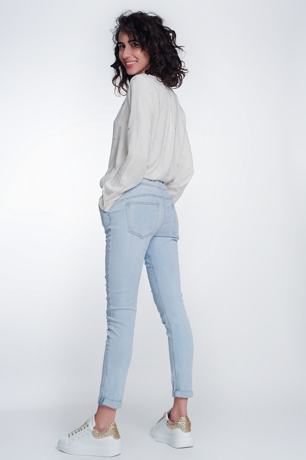 Calça jogger em lavagem clara