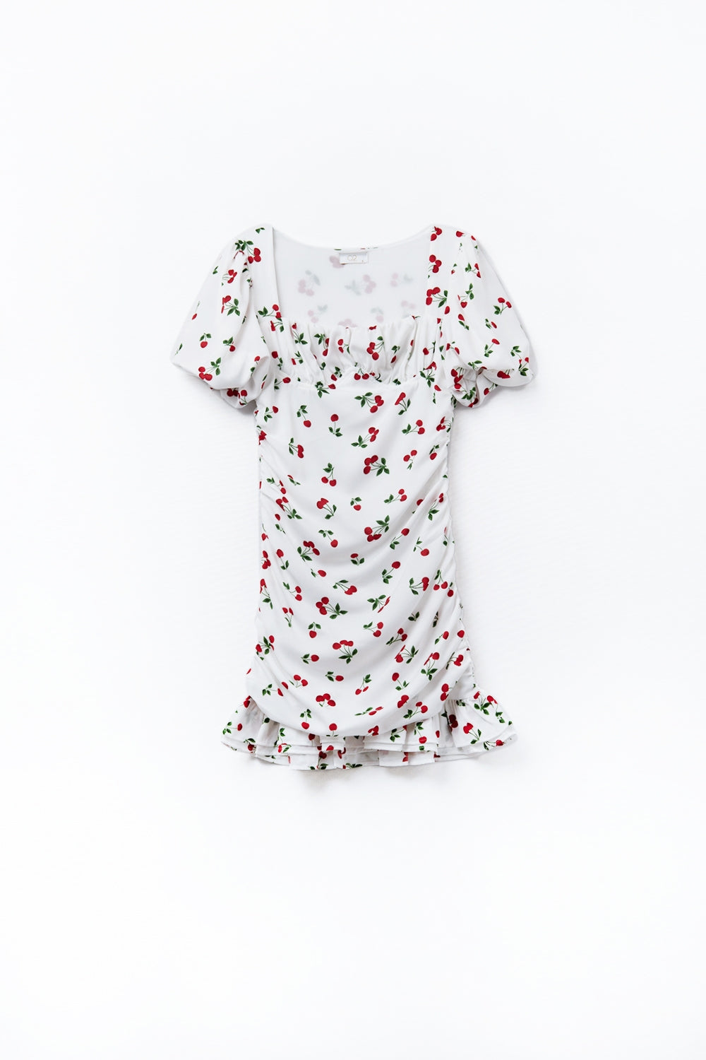 Minivestido com manga folhada Cherry