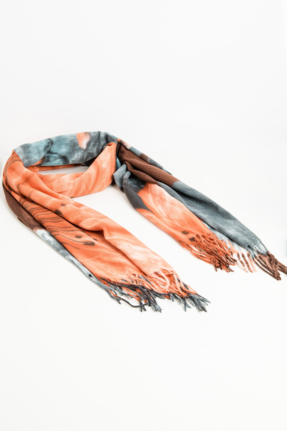 orange flower print scarf