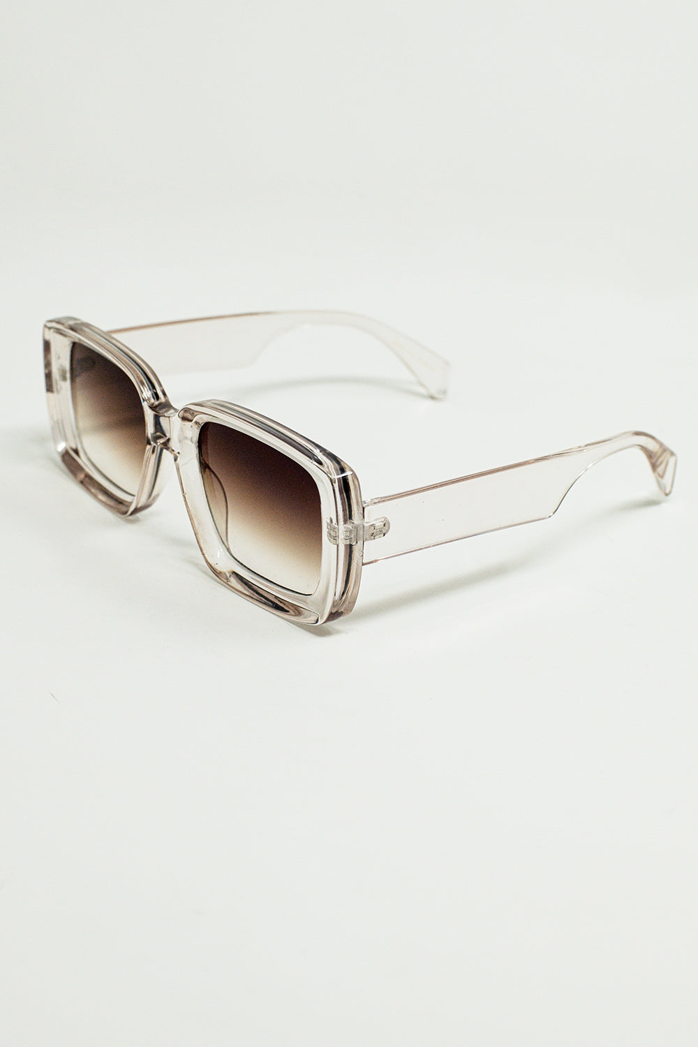 Óculos de Sol Retangulares Oversized em Branco Transparente
