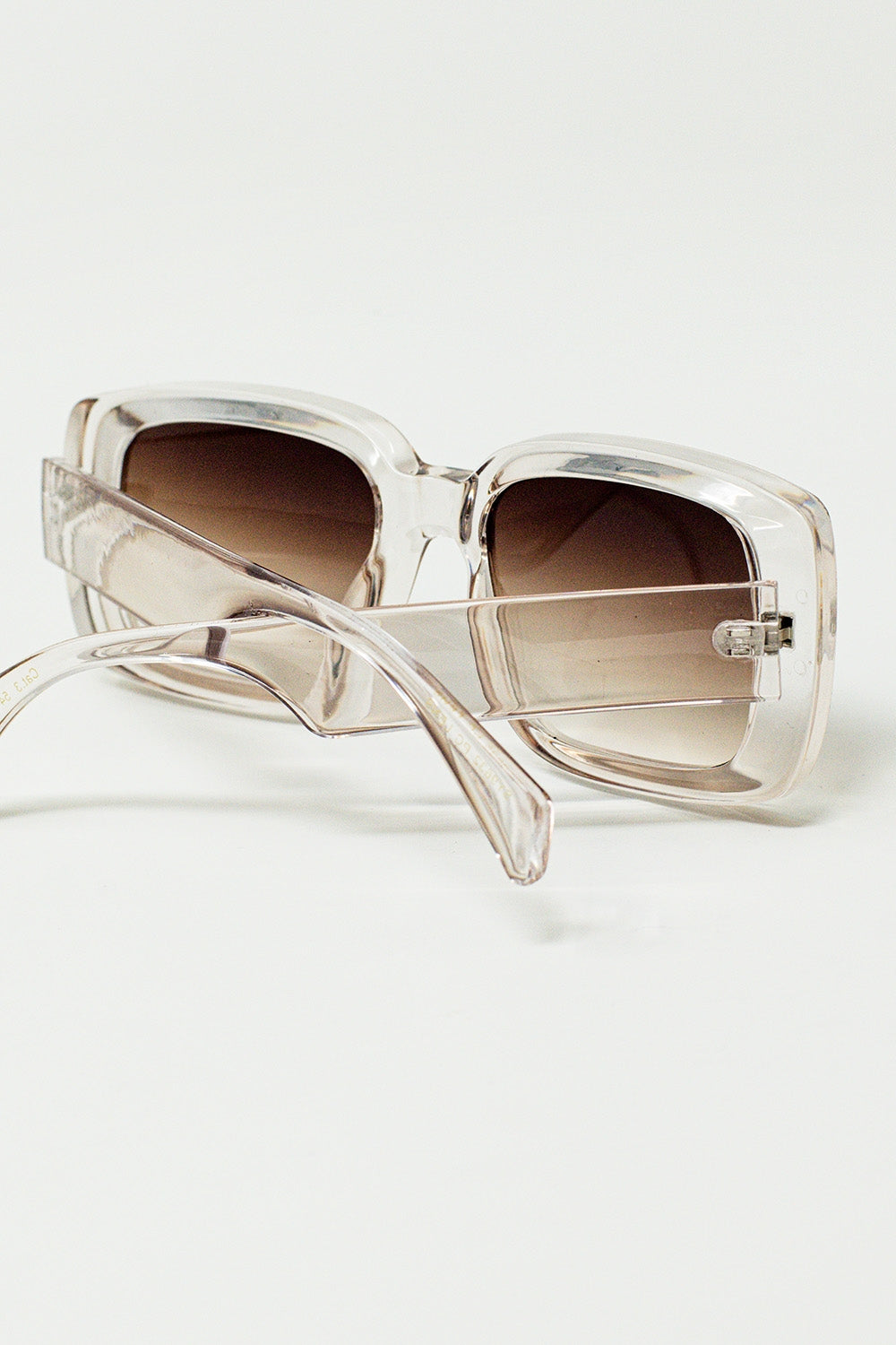 Óculos de Sol Retangulares Oversized em Branco Transparente