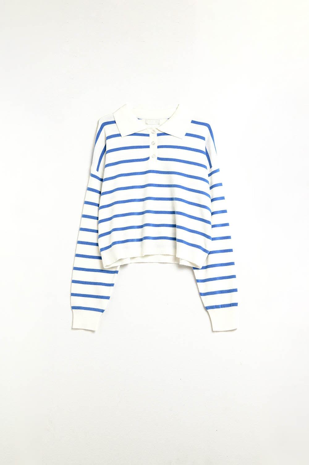polo de malha macia listrada azul