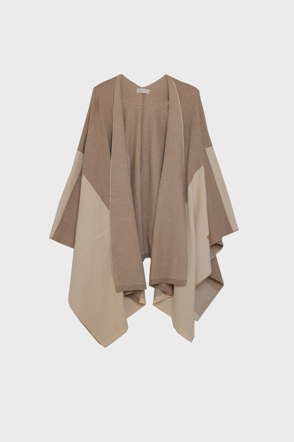 Poncho assimétrico em castanho claro e escuro