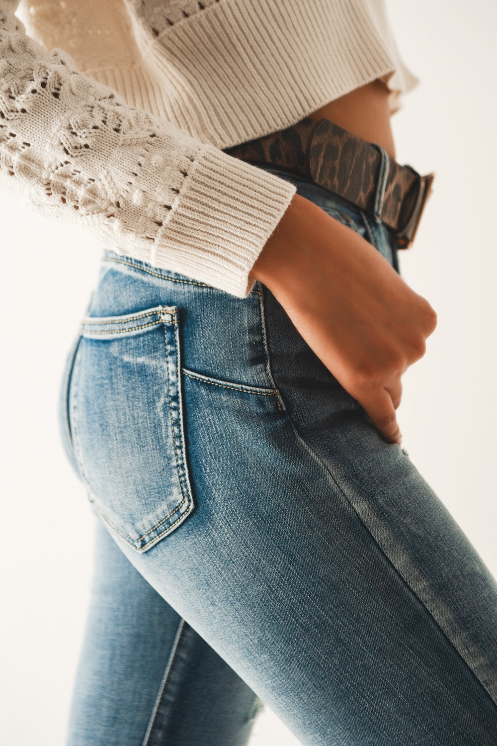 Jeans skinny rasgado push up azul