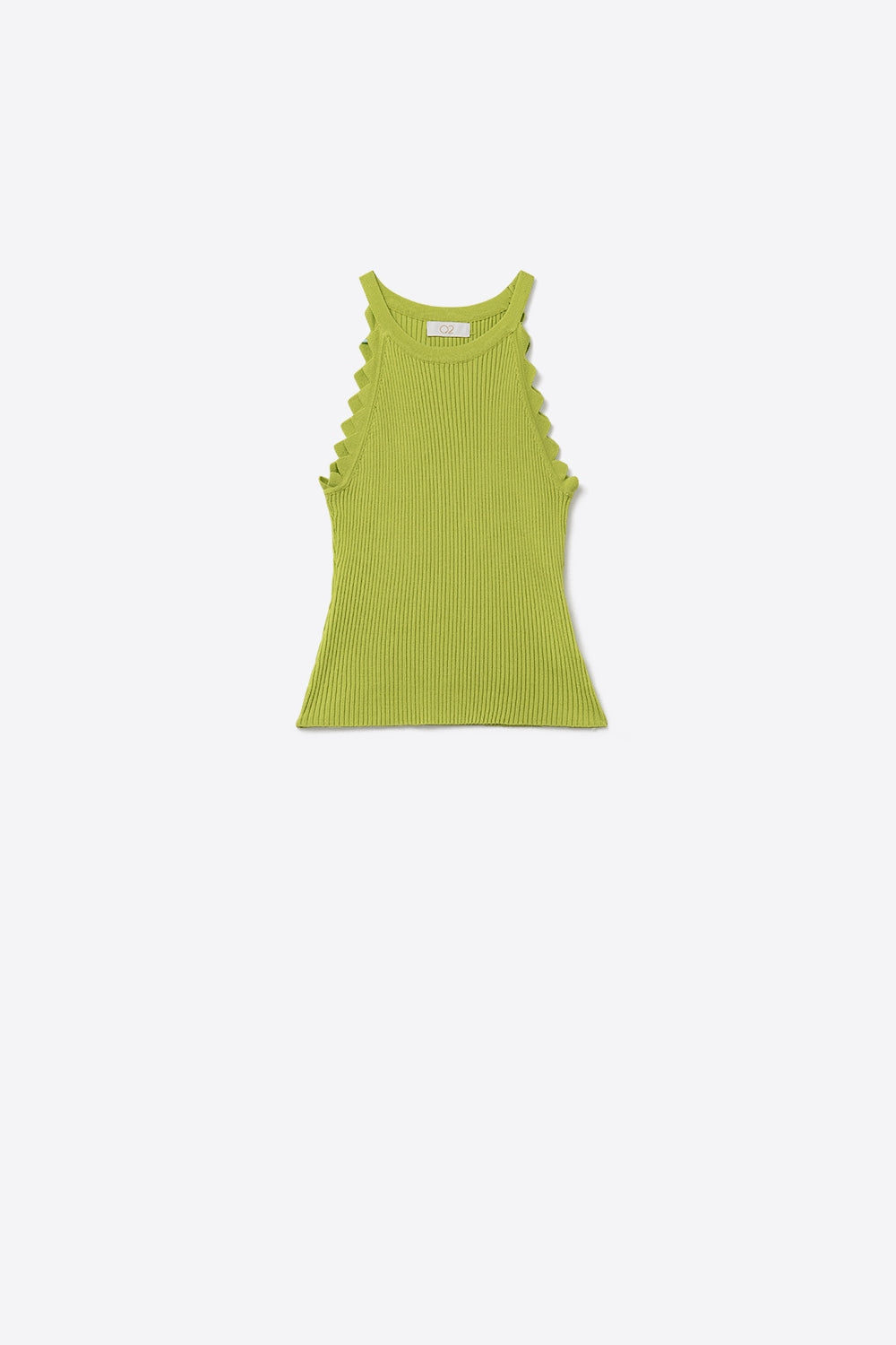 Regata verde musgo claro com detalhe canelado nas axilas