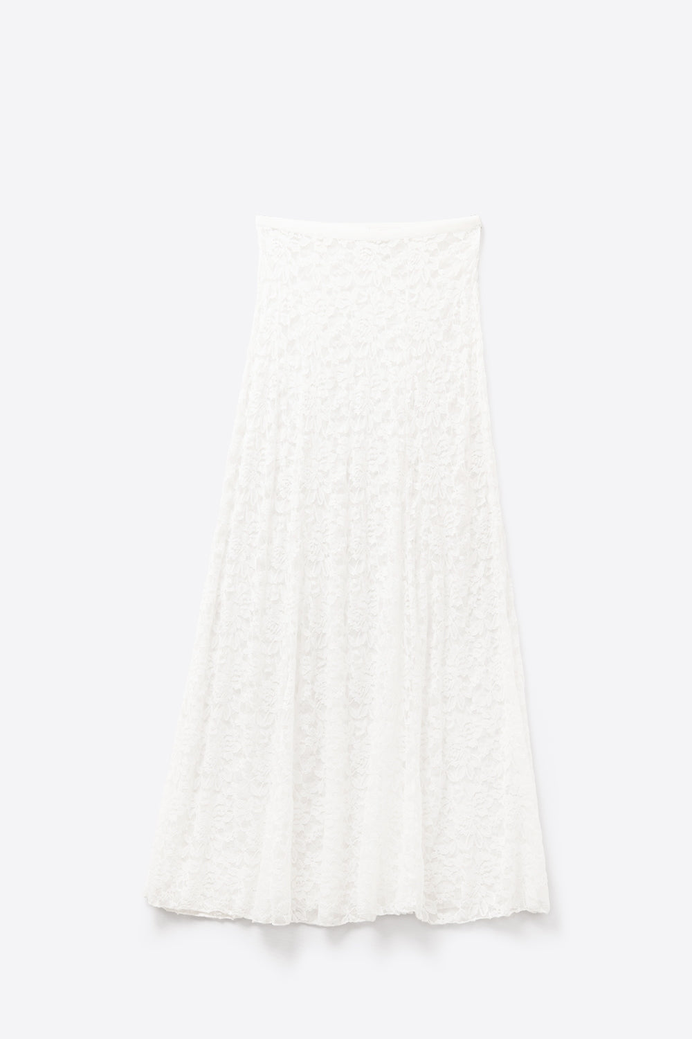 Q2 Saia longa de renda branca com design floral
