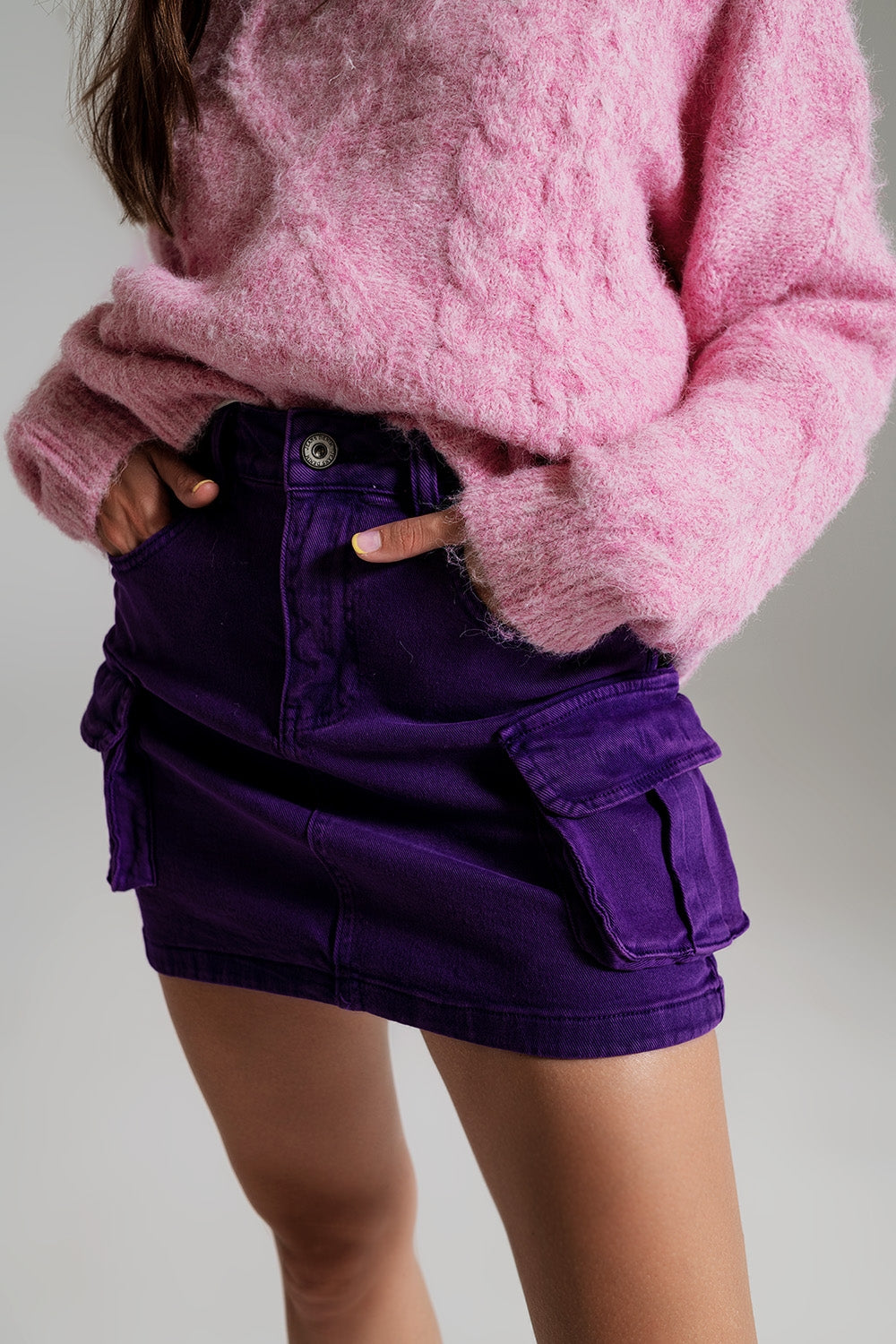 Saia mini cargo em roxo