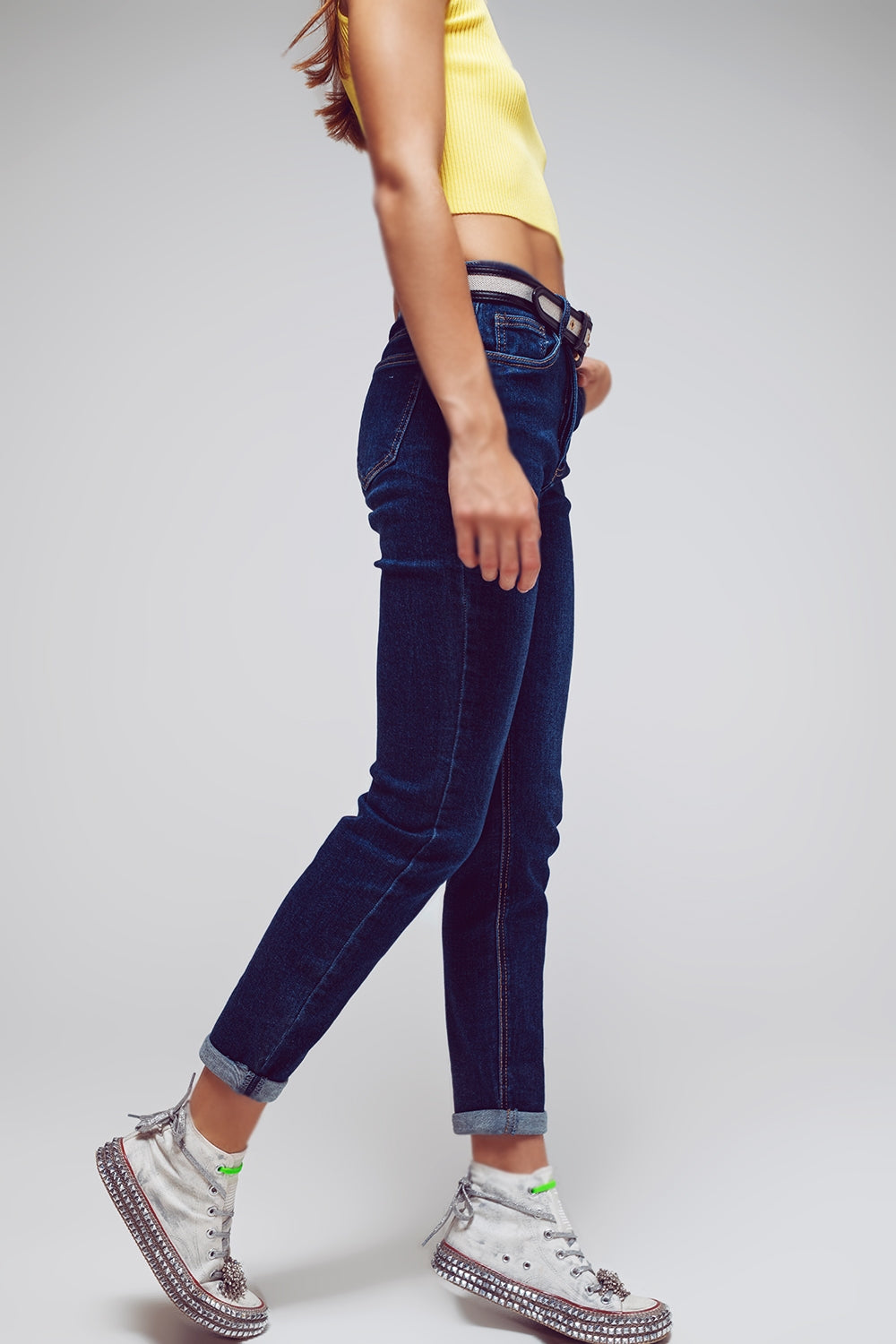 Jeans Skinny Fit em Lavagem Média Azul
