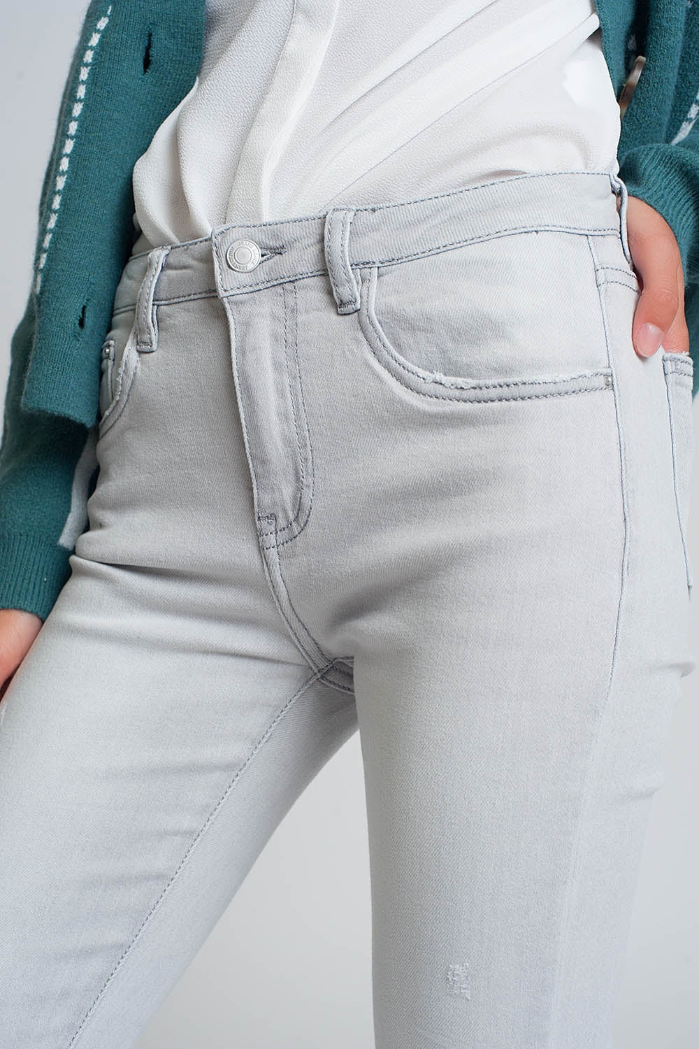 Calça jeans skinny cinza