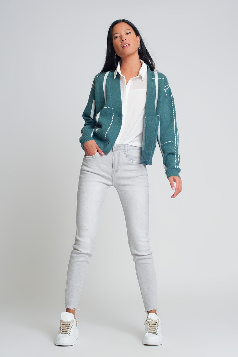 Calça jeans skinny cinza