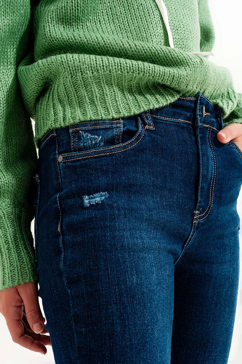 Calça jeans skinny com elastano azul médio
