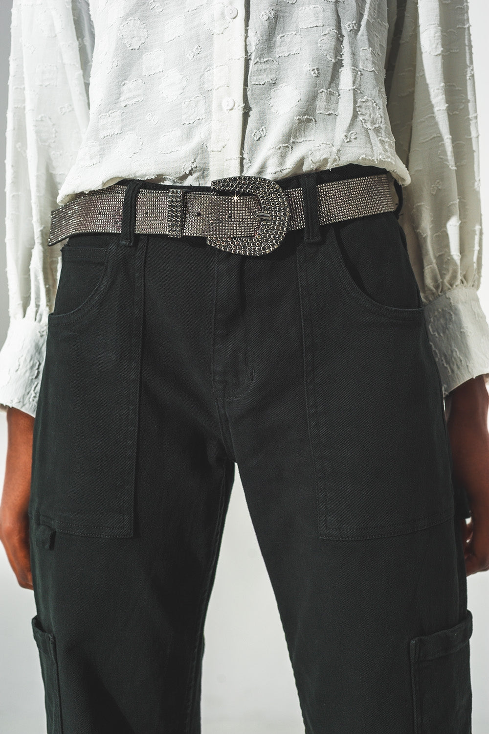 Calça cargo reta preta