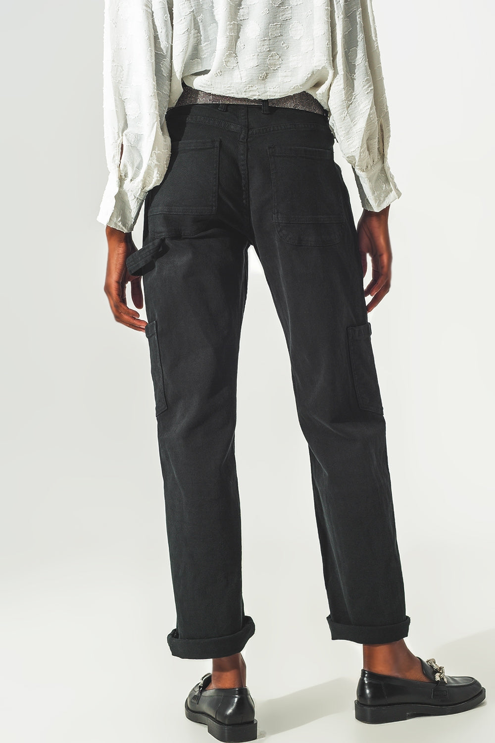 Calça cargo reta preta