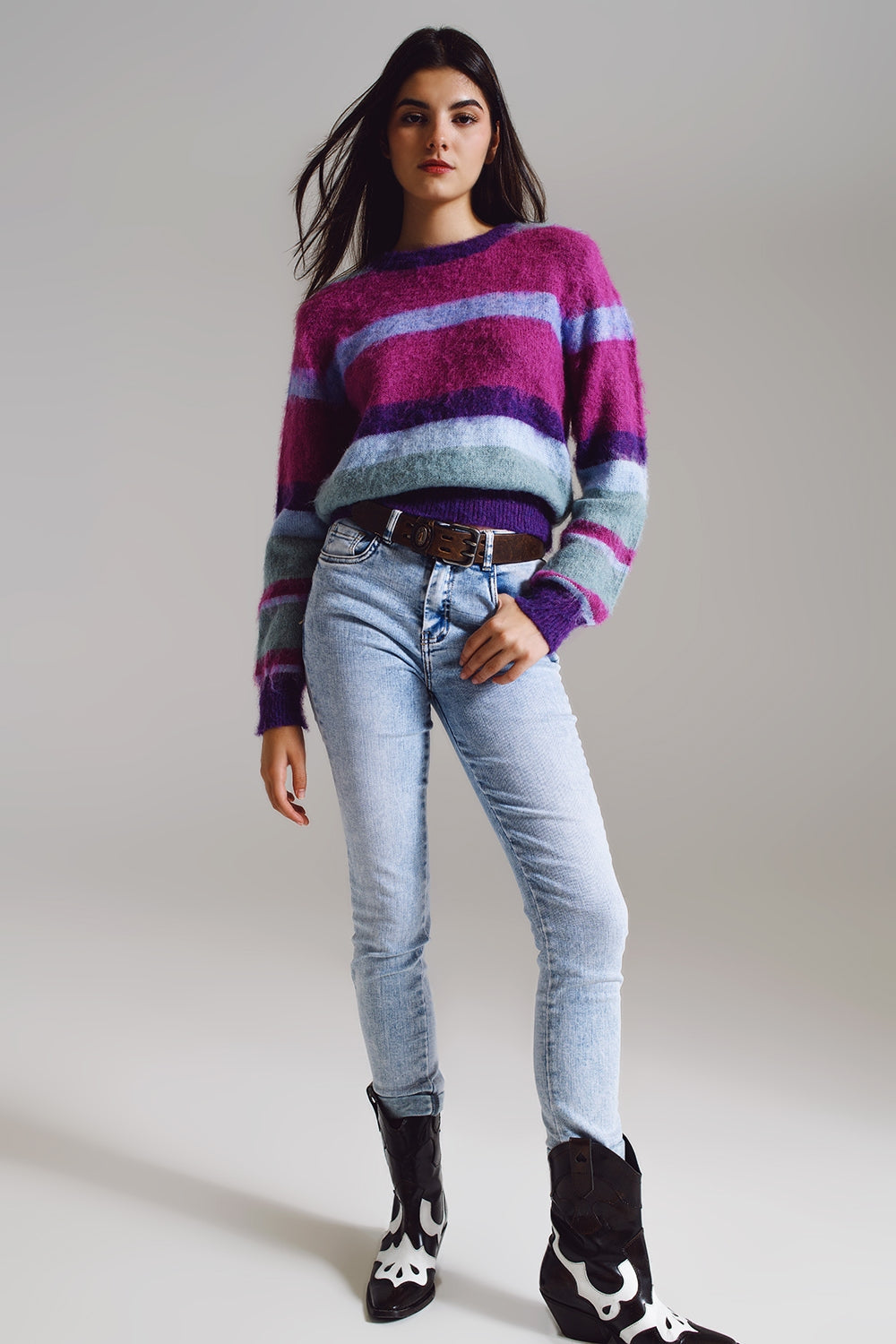 Jeans super skinny de cintura média com lavagem azul claro