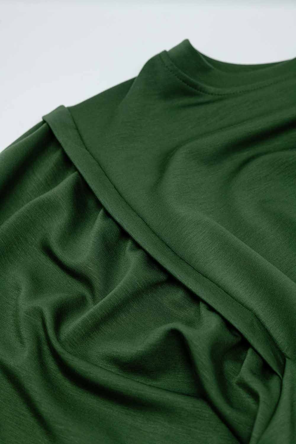 sweatshirts de manga comprida cáqui com detalhes de costura frontal nos lados