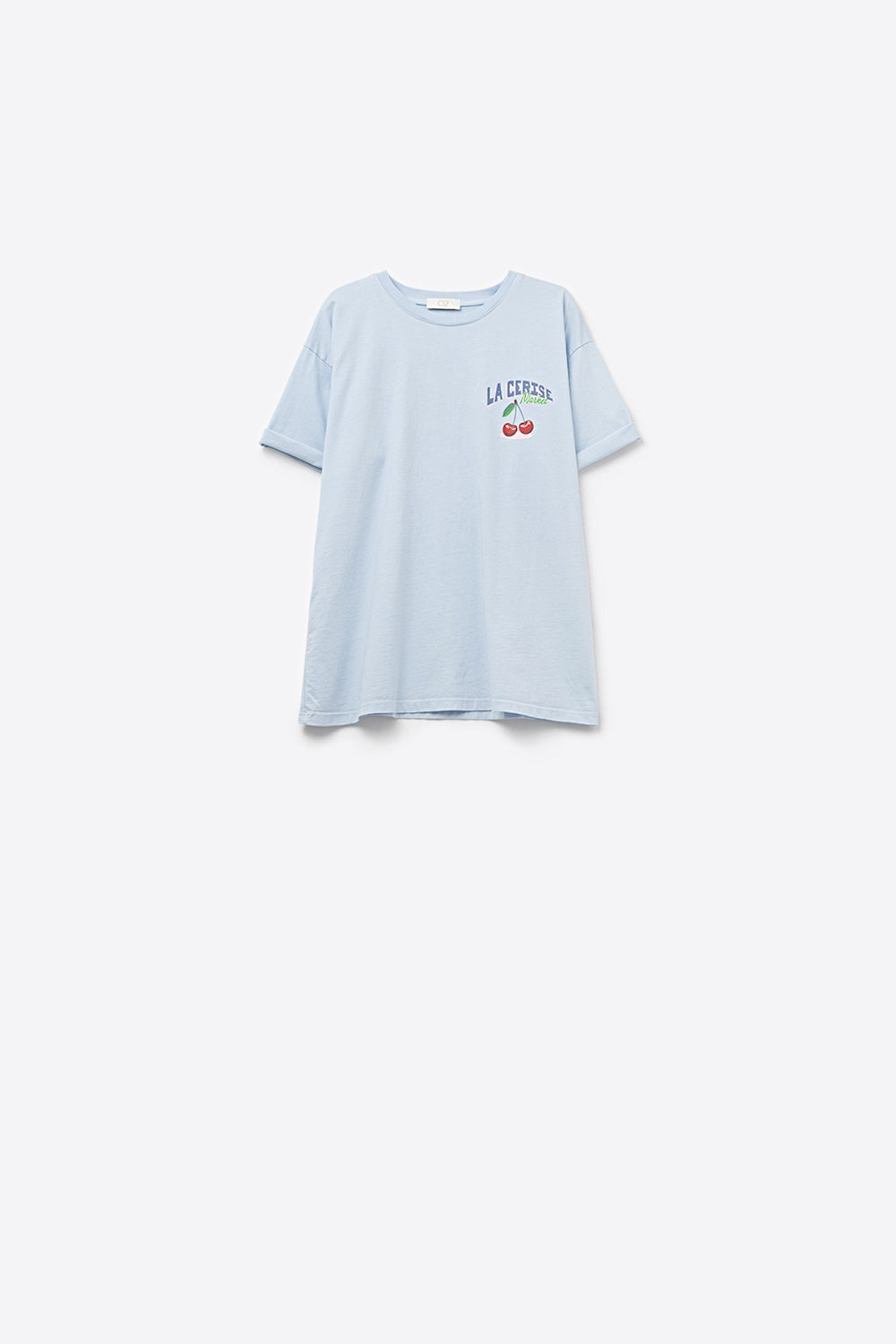 Q2 T-shirt azul com grafismo La Cerise Market Saint-Tropez