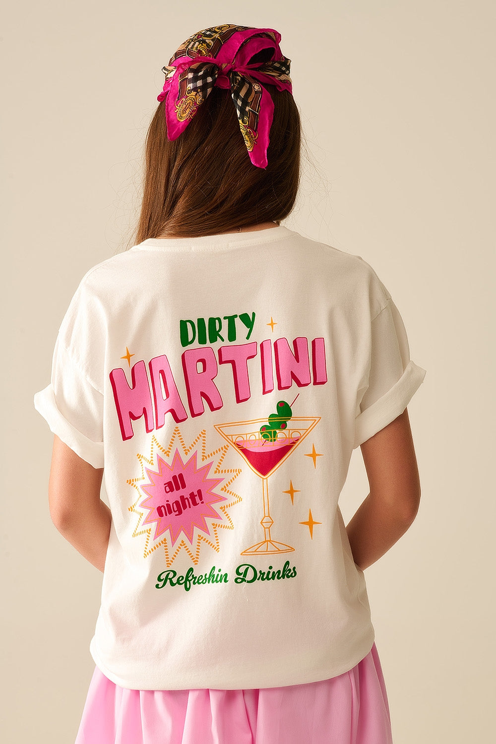 Camiseta branca fabricada em Itália com um logotipo gráfico Martini