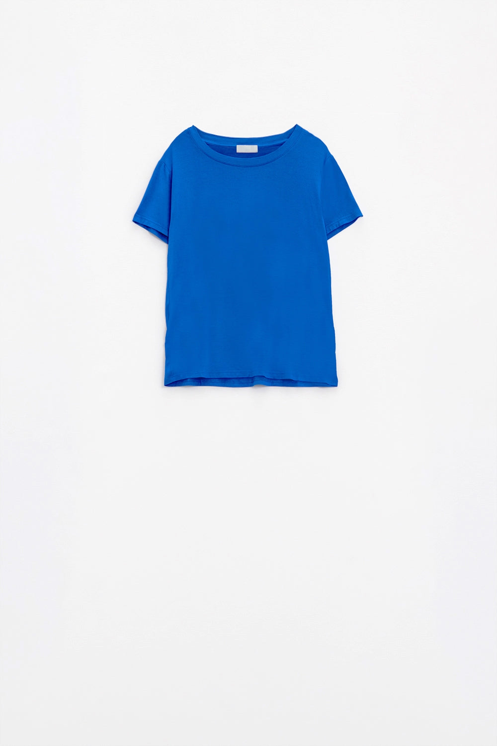 T-shirt com gola redonda azul básica Viscosa