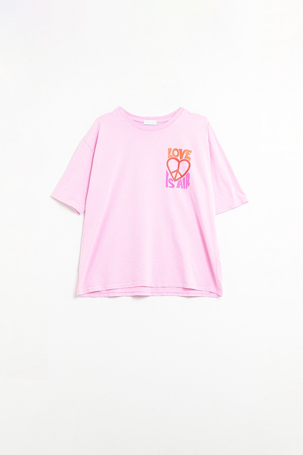 T-Shirt cor-de-rosa com o logótipo Love is Air e Heart with Peace