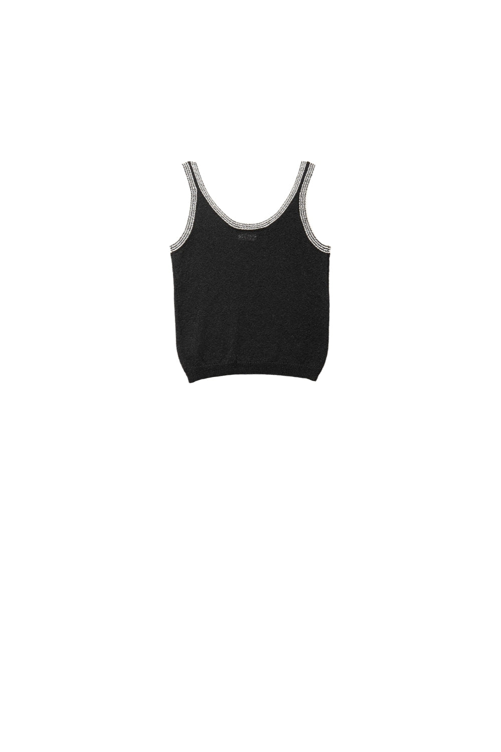 Q2 T-shirt de malha preta com rebordo branco