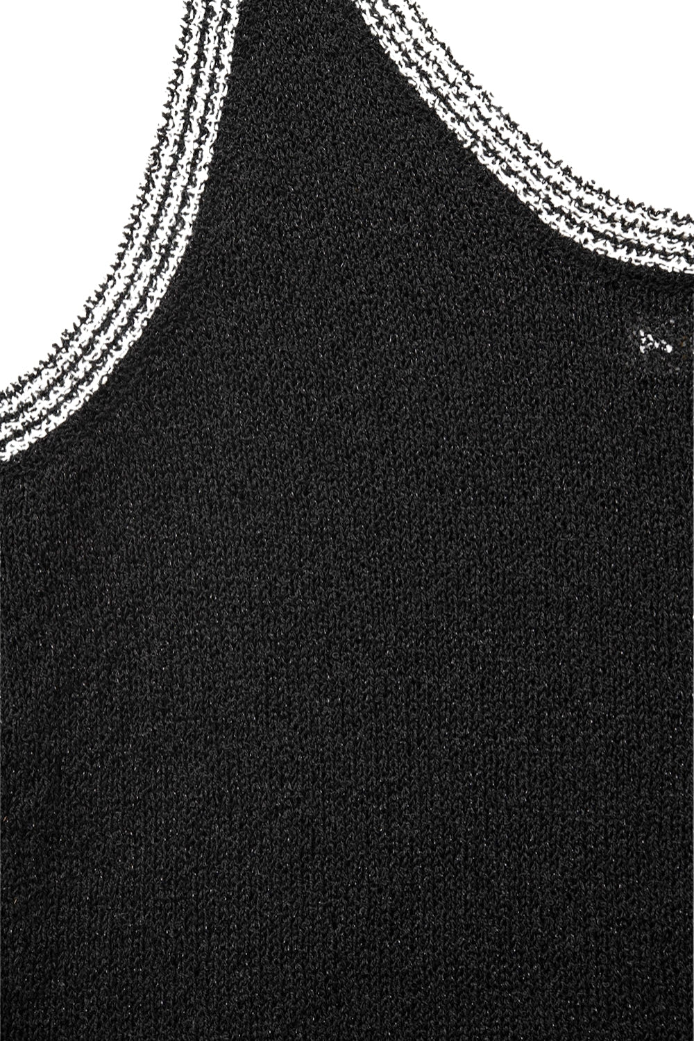 Camiseta de malha preta com rebordo branco