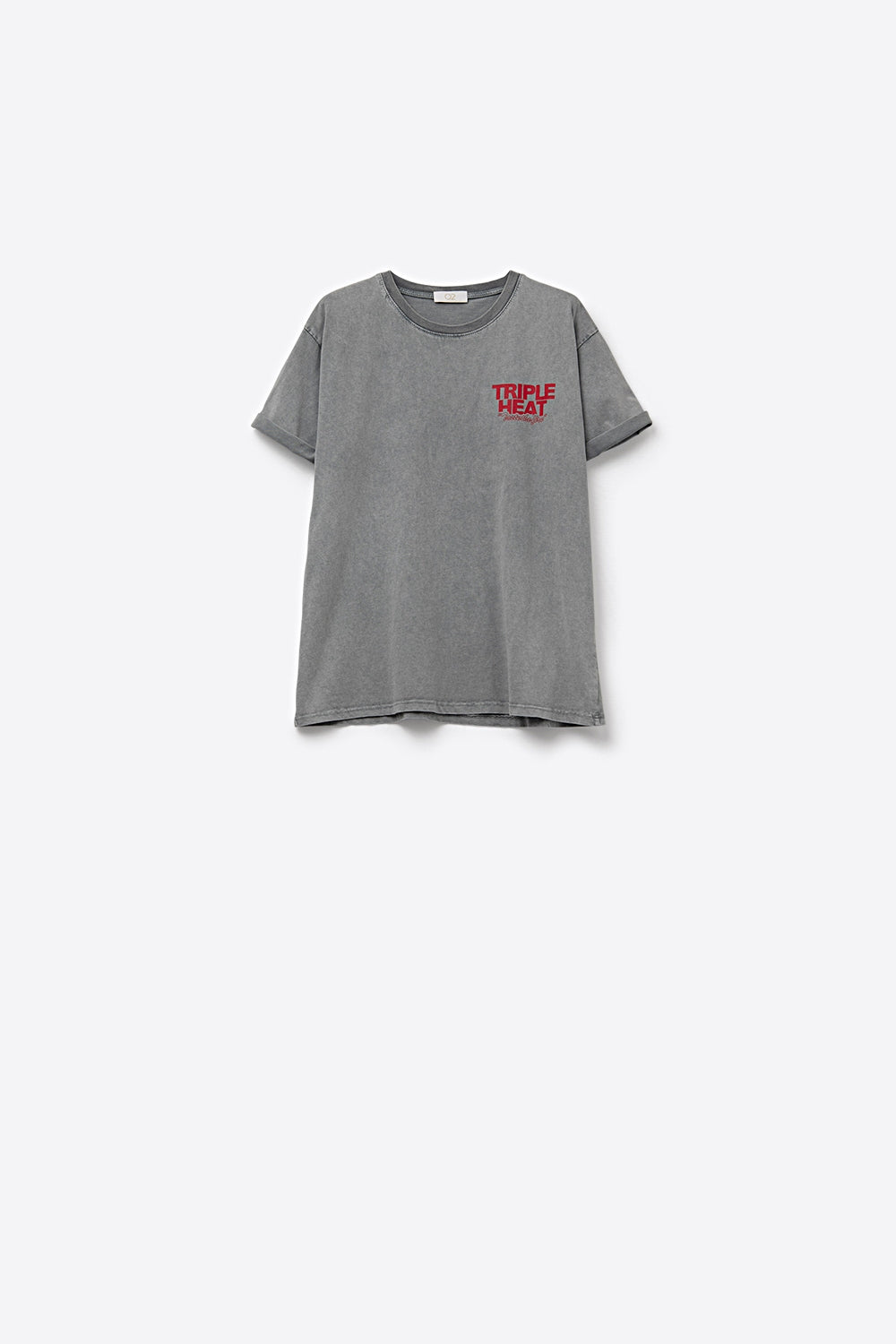 Camiseta de manga curta TRIPLE HEAT LOGO em cinza lavada de corte relaxado