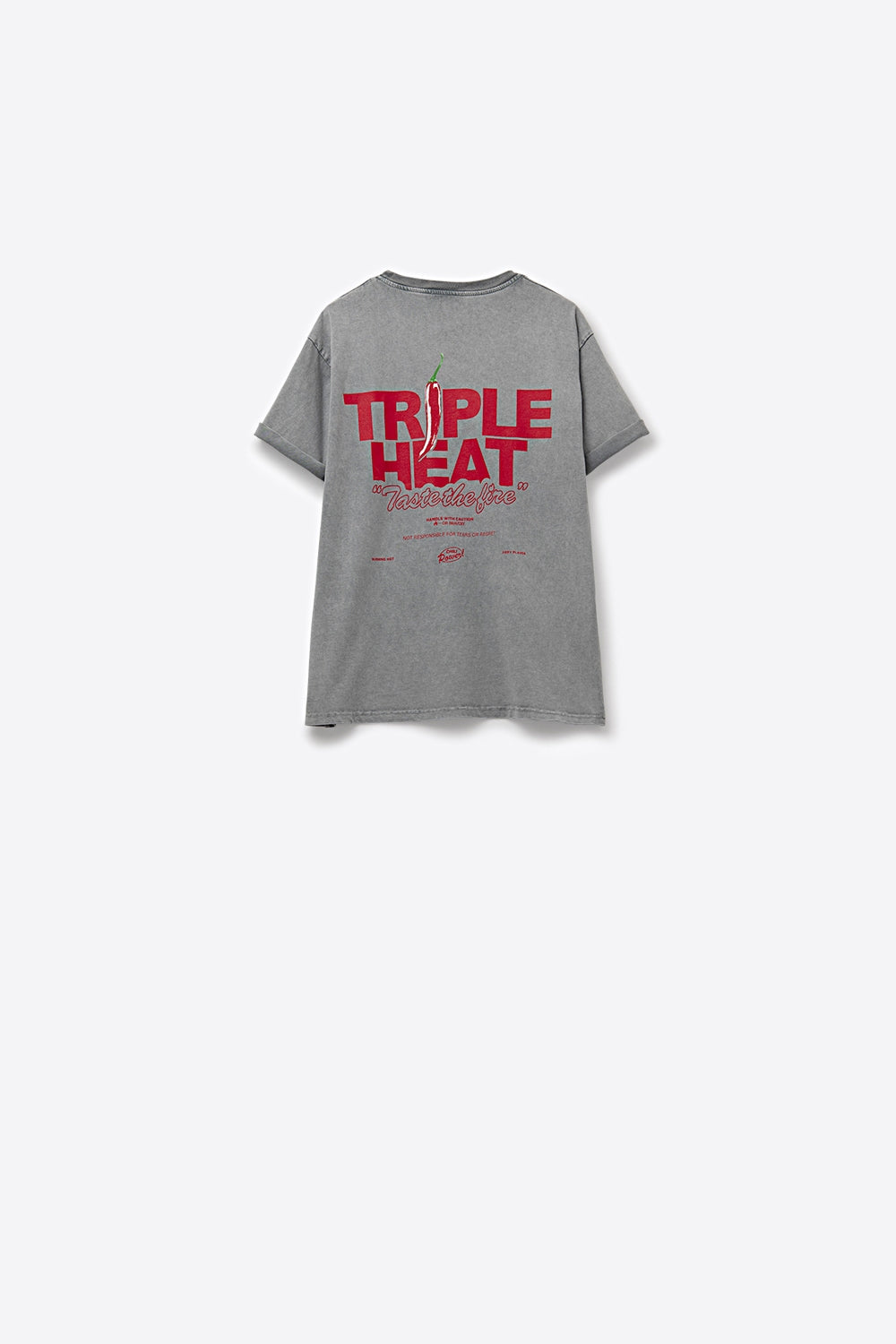 Camiseta de manga curta TRIPLE HEAT LOGO em cinza lavada de corte relaxado