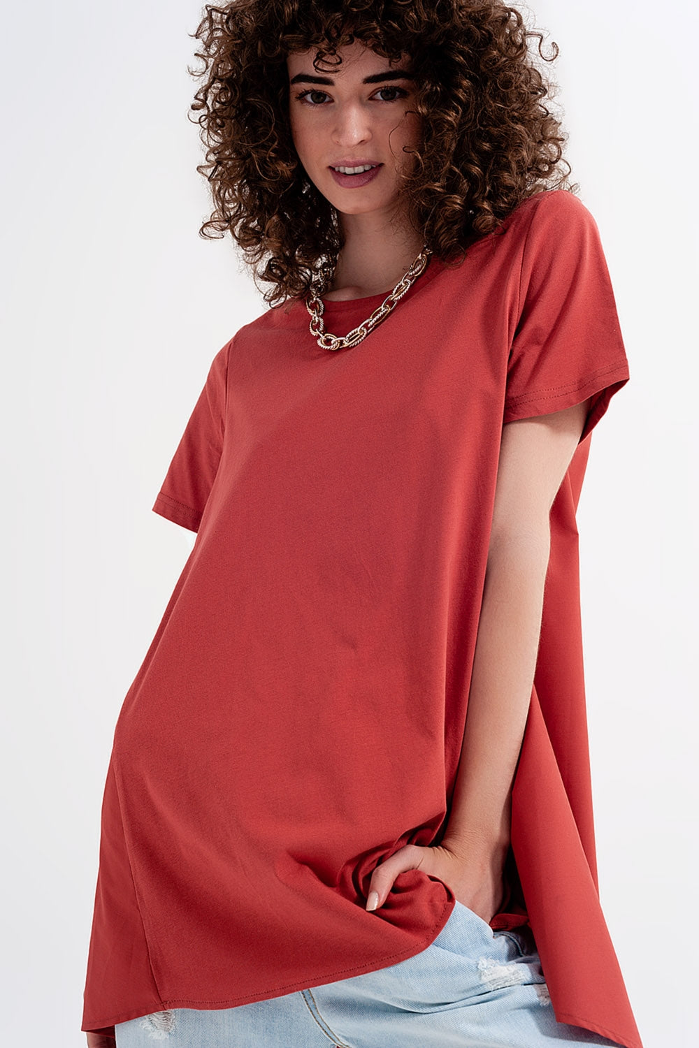 Vestido camiseta laranja