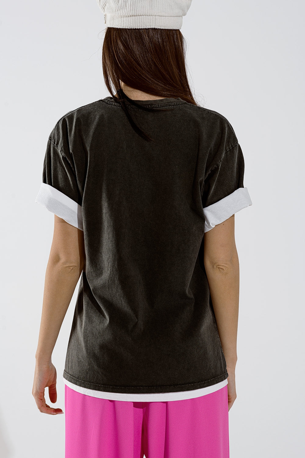 T-shirt preta descontraída com o logótipo LA Los Angeles estampado