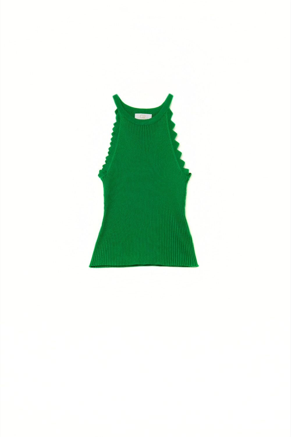 T-shirt verde com pormenor nas axilas com nervuras