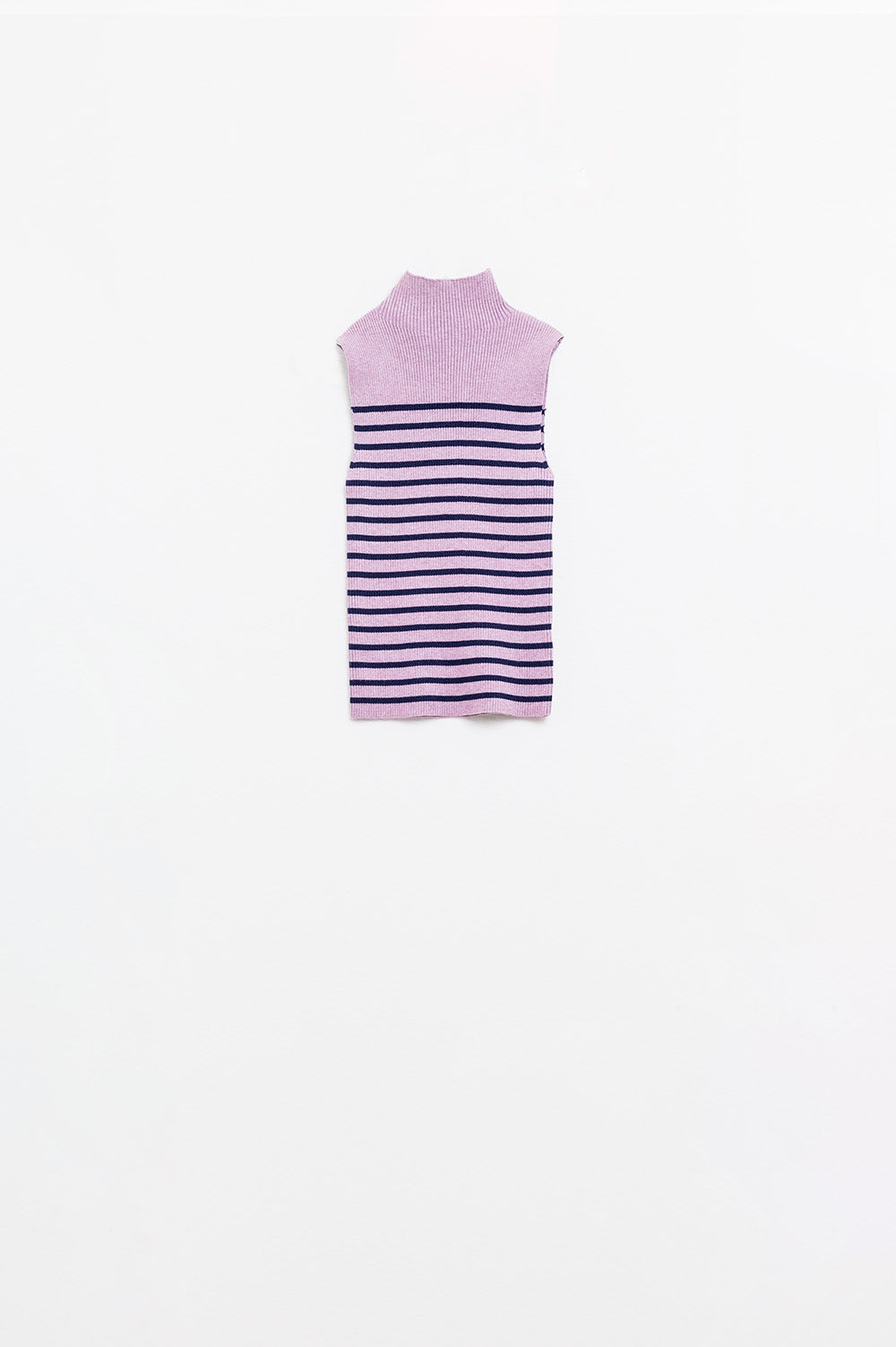 Tank Top com gola de tartaruga às riscas em Lavander