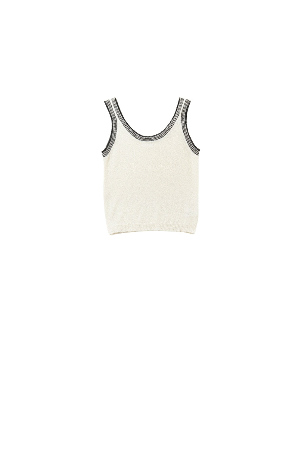 Tank Top de malha creme com rebordo preto