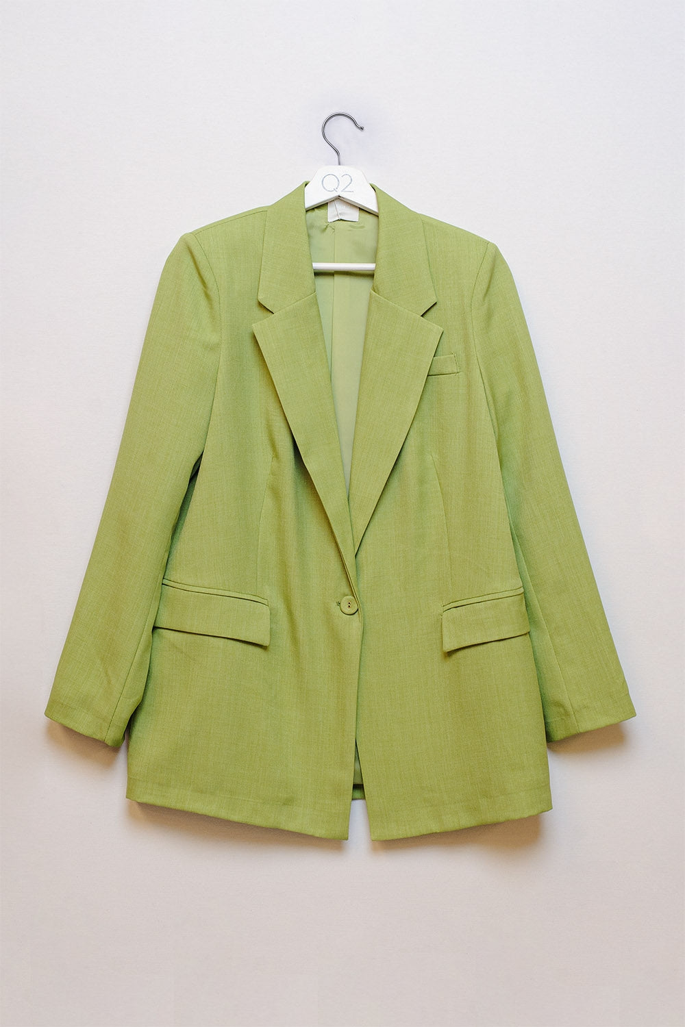 Q2 Textured Oversized Blazer in Green