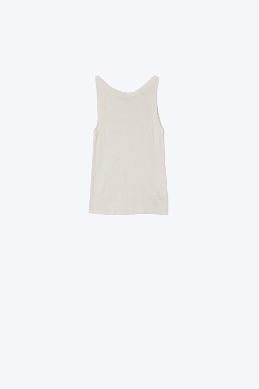 Top com gola redonda com nervuras em branco