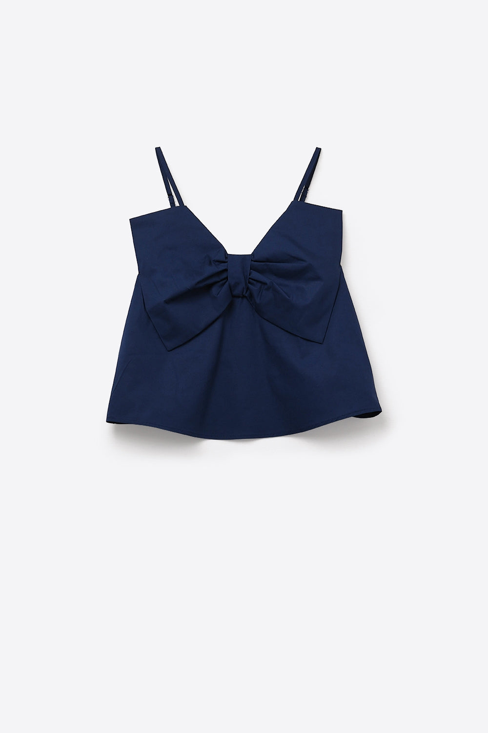Top de popelina azul-marinho com pormenor de laço