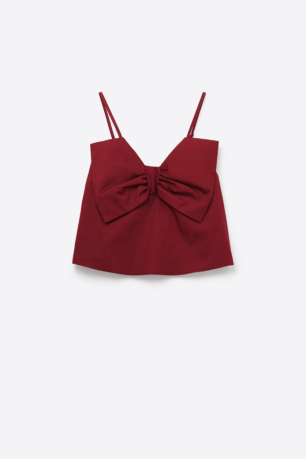 Top de popelina borgonha com pormenor de laço