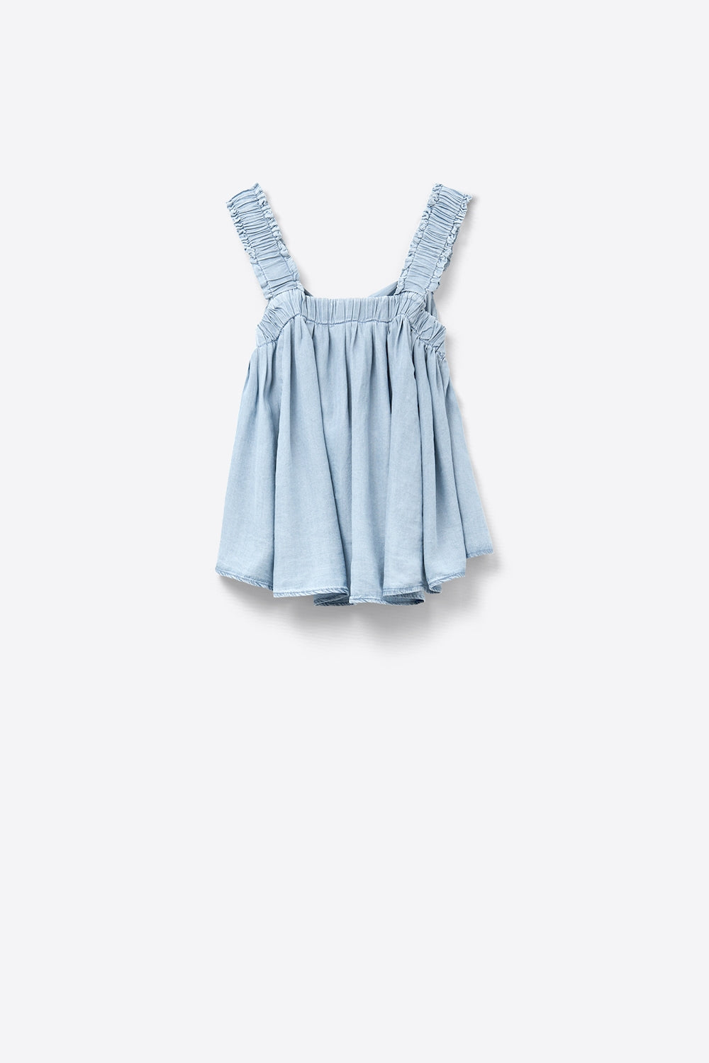 Top em tecido Tencel com alças em azul