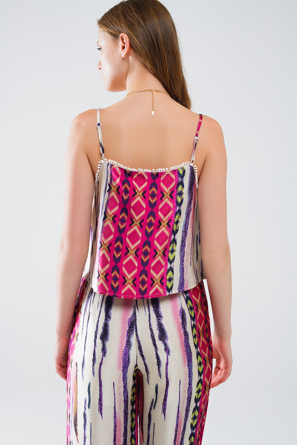 Top sem mangas multicolorido com estampado abstrato